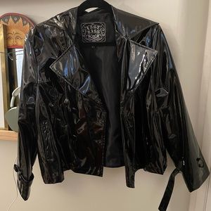 Last Kiss Vinyl Jacket, Black Vinyl Motto Jacket, Rain Jacket, Latex Jacket